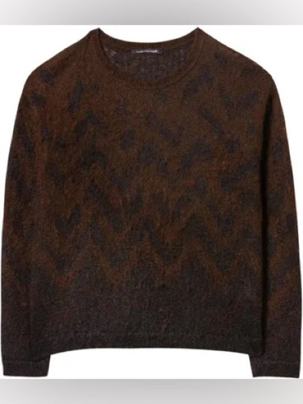 Luisa Cerano size 10 mohair and wool Brown Wave Pattern Crewneck Sweater